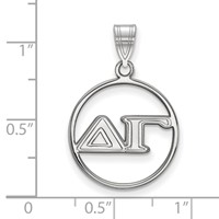 Sterling Silver Rhodium-plated LogoArt Delta Gamma Sorority Greek Letters Medium Circle Pendant view 2