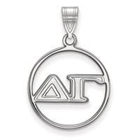 Sterling Silver Rhodium-plated LogoArt Delta Gamma Sorority Greek Letters Medium Circle Pendant view 1