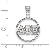 Sterling Silver Rhodium-plated LogoArt Delta Phi Epsilon Sorority Greek Letters Medium Circle Pendant view 2