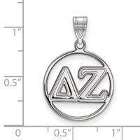 Sterling Silver Rhodium-plated LogoArt Delta Zeta Sorority Greek Letters Medium Circle Pendant view 2