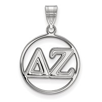 Sterling Silver Rhodium-plated LogoArt Delta Zeta Sorority Greek Letters Medium Circle Pendant view 1