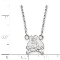Sterling Silver Rhodium-plated LogoArt East Carolina University Pirate Small Pendant Necklace, 18" view 2