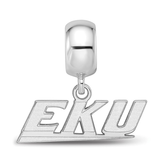 Sterling Silver Rhodium-plated LogoArt Eastern Kentucky University E-K-U Extra Small Dangle Bead Charm