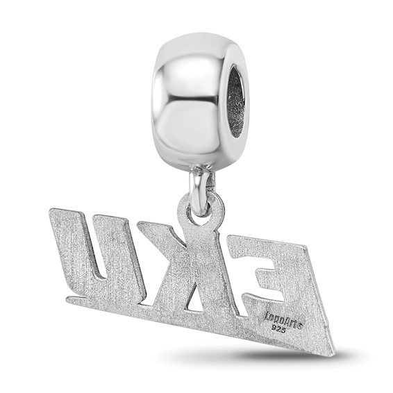 Sterling Silver Rhodium-plated LogoArt Eastern Kentucky University E-K-U Extra Small Dangle Bead Charm