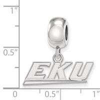 Sterling Silver Rhodium-plated LogoArt Eastern Kentucky University E-k-u Extra Small Dangle Bead Charm view 4
