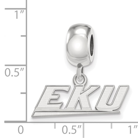Sterling Silver Rhodium-plated LogoArt Eastern Kentucky University E-K-U Extra Small Dangle Bead Charm