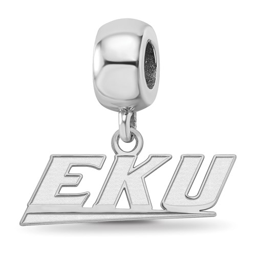 Sterling Silver Rhodium-plated LogoArt Eastern Kentucky University E-k-u Extra Small Dangle Bead Charm
