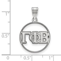 Sterling Silver Rhodium-plated LogoArt Gamma Phi Beta Sorority Greek Letters Medium Circle Pendant view 2