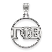 Sterling Silver Rhodium-plated LogoArt Gamma Phi Beta Sorority Greek Letters Medium Circle Pendant view 1