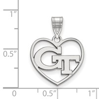 Sterling Silver Rhodium-plated LogoArt Georgia Institute of Technology G-t Heart Pendant view 2