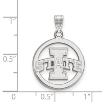 Sterling Silver Rhodium-plated LogoArt Iowa State University Medium Circle Pendant view 2