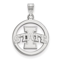 Sterling Silver Rhodium-plated LogoArt Iowa State University Medium Circle Pendant view 1
