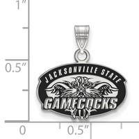 Sterling Silver Rhodium-plated LogoArt Jacksonville State University Small Enameled Pendant view 2