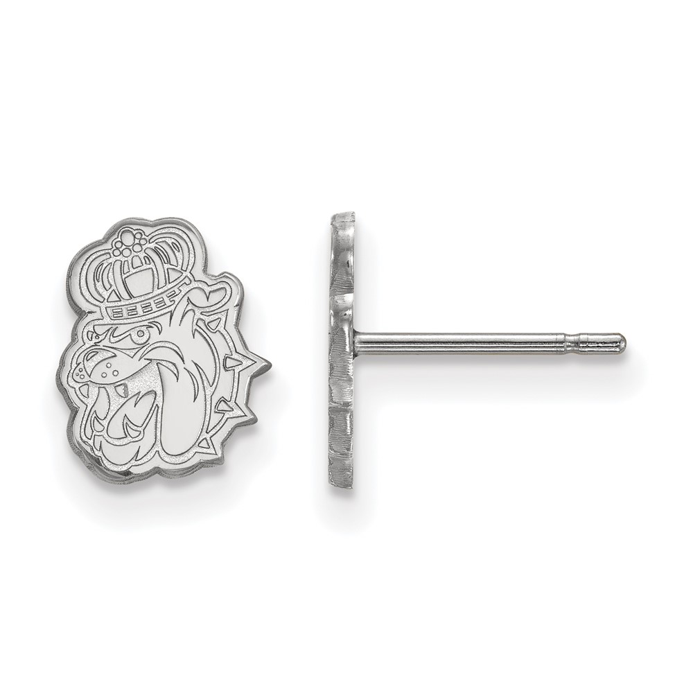 Sterling Silver Rhodium-plated LogoArt James Madison University Duke Dog Extra Small Post Earrings
