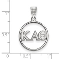 Sterling Silver Rhodium-plated LogoArt Kappa Alpha Theta Sorority Greek Letters Medium Circle Pendant view 2