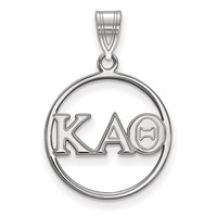 Sterling Silver Rhodium-plated LogoArt Kappa Alpha Theta Sorority Greek Letters Medium Circle Pendant view 1