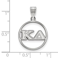 Sterling Silver Rhodium-plated LogoArt Kappa Delta Sorority Greek Letters Medium Circle Pendant view 2