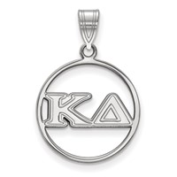 Sterling Silver Rhodium-plated LogoArt Kappa Delta Sorority Greek Letters Medium Circle Pendant view 1
