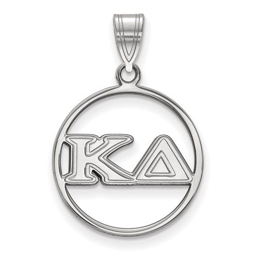 Sterling Silver Rhodium-plated LogoArt Kappa Delta Sorority Greek Letters Medium Circle Pendant