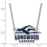 Sterling Silver Rhodium-plated LogoArt Longwood University Lancers Large Enameled Pendant Necklace, 18" view 2