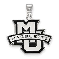 Sterling Silver Rhodium-plated LogoArt Marquette University Large Enameled Pendant view 1