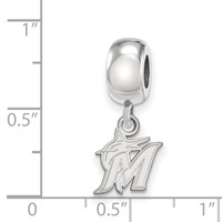 Sterling Silver Rhodium Plated Major League Baseball LogoArt Miami Marlins Dangle Bead view 3