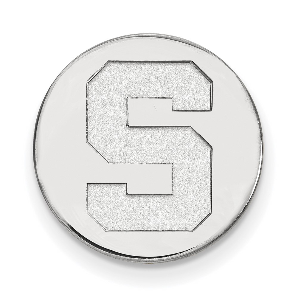 Sterling Silver Rhodium-plated LogoArt Michigan State University Letter S Lapel Pin