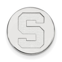 Sterling Silver Rhodium-plated LogoArt Michigan State University Letter S Lapel Pin view 1