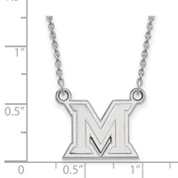 Sterling Silver Rhodium-plated LogoArt Miami University Ohio Letter M Small Pendant Necklace, 18" view 2