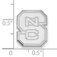Sterling Silver Rhodium-plated LogoArt North Carolina State University N-c-s Lapel Pin view 3