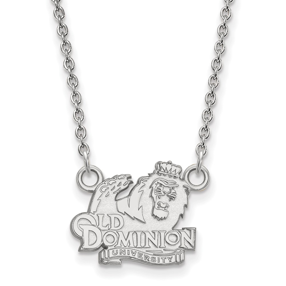 Sterling Silver Rhodium-plated LogoArt Old Dominion University Small Pendant Necklace, 18"