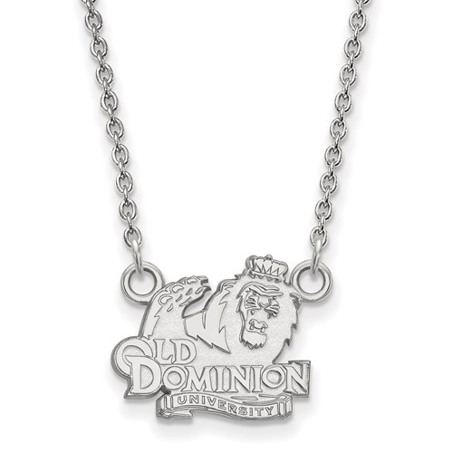 Sterling Silver Rhodium-plated LogoArt Old Dominion University Small Pendant Necklace, 18"