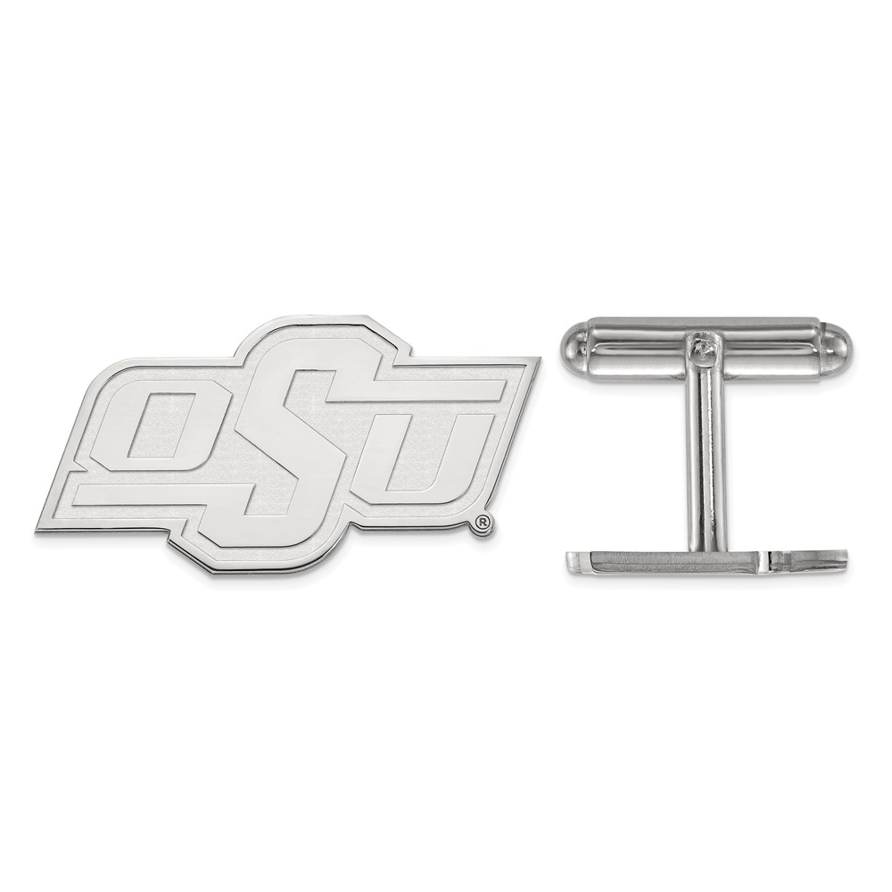 Sterling Silver Rhodium-plated LogoArt Oklahoma State University O-s-u Cuff Links