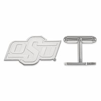 Sterling Silver Rhodium-plated LogoArt Oklahoma State University O-s-u Cuff Links view 1
