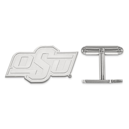 Sterling Silver Rhodium-plated LogoArt Oklahoma State University O-s-u Cuff Links