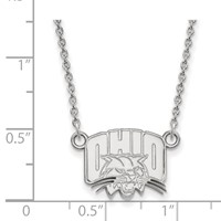 Sterling Silver Rhodium-plated LogoArt Ohio University Small Pendant Necklace, 18" view 2
