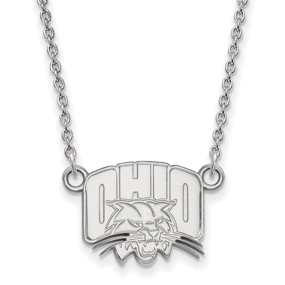 Sterling Silver Rhodium-plated LogoArt Ohio University Small Pendant Necklace, 18"