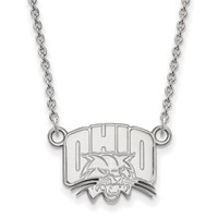 Sterling Silver Rhodium-plated LogoArt Ohio University Small Pendant Necklace, 18" view 1