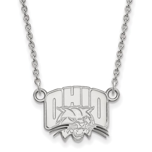 Sterling Silver Rhodium-plated LogoArt Ohio University Small Pendant Necklace, 18"