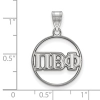 Sterling Silver Rhodium-plated LogoArt Pi Beta Phi Sorority Greek Letters Medium Circle Pendant view 2