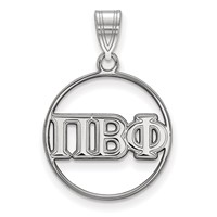 Sterling Silver Rhodium-plated LogoArt Pi Beta Phi Sorority Greek Letters Medium Circle Pendant view 1