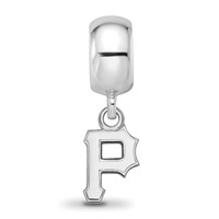 Sterling Silver Rhodium Plated Major League Baseball LogoArt Pittsburgh Pirates Dangle Bead view 3