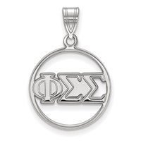 Sterling Silver Rhodium-plated LogoArt Phi Sigma Sigma Sorority Greek Letters Medium Circle Pendant view 1