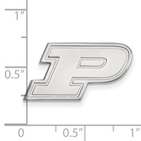 Sterling Silver Rhodium-plated LogoArt Purdue University Letter P Lapel Pin view 3