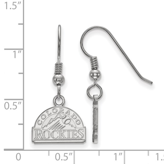 Sterling Silver Rhodium Plated Major League Baseball LogoArt Colorado Rockies Dangle Earrings