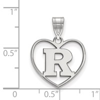 Sterling Silver Rhodium-plated LogoArt Rutgers University Letter R Heart Pendant view 2