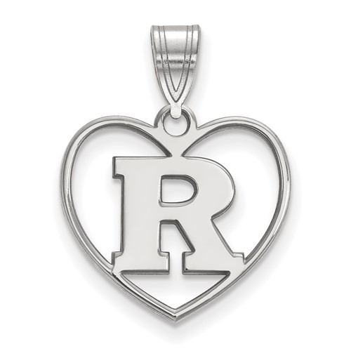 Sterling Silver Rhodium-plated LogoArt Rutgers University Letter R Heart Pendant