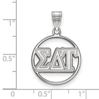 Sterling Silver Rhodium-plated LogoArt Sigma Delta Tau Sorority Greek Letters Medium Circle Pendant view 2