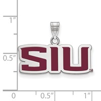 Sterling Silver Rhodium-plated LogoArt Southern Illinois University S-i-u Small Enameled Pendant view 2
