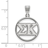 Sterling Silver Rhodium-plated LogoArt Sigma Kappa Sorority Greek Letters Medium Circle Pendant view 2